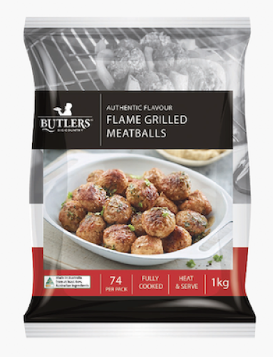 Butlers Frozen Flame Grilled Meatballs 74pk 1kg
