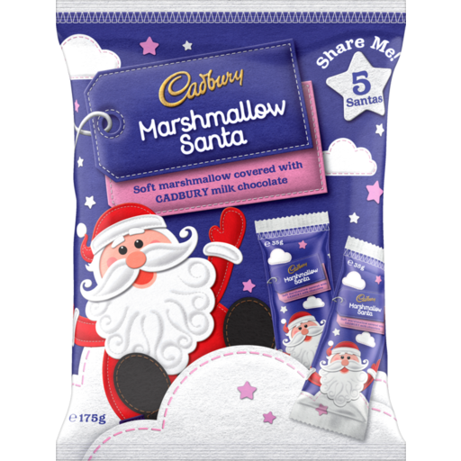 Cadbury Chocolate Marshmallow Santa 5pk 175g