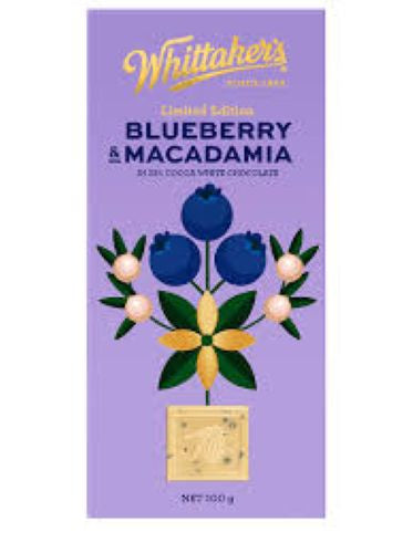 Whittakers Blueberry & Macadamia White Chocolate Block 100g