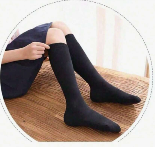 Black Knee High Socks 12-16y
