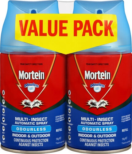 Mortein Odourless Indoor Automatic Insect Control Spray Refill 2pk