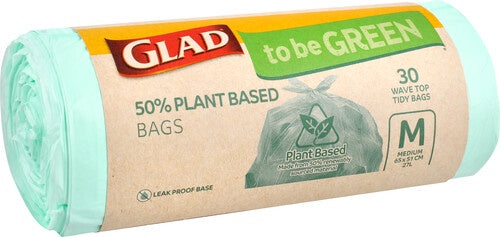 Glad 50% Plant Based Wavetop Kitchen Tidy Bags Medium 30pk
