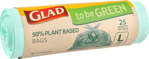 Glad 50% Plant Based Wavetop Kitchen Tidy Bags Large 25pk
