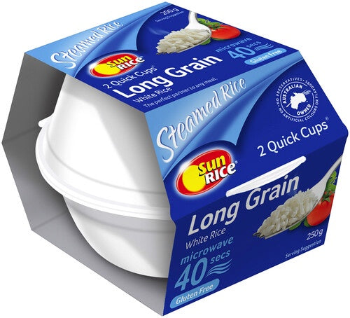 Sunrice Quick Cups Long Grain White Rice 2pk 250g