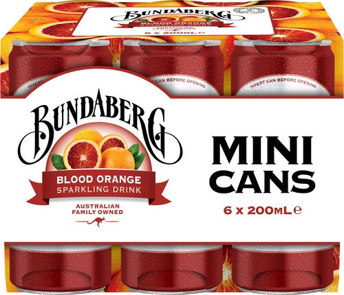Bundaberg Blood Orange Sparkling Drink Mini Cans 6pk x 200ml