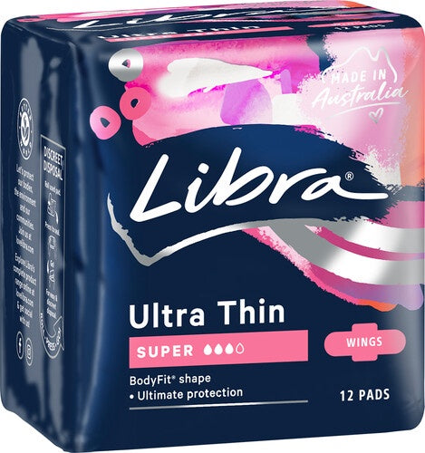 Libra Ultra Thin Super Pads With Wings 12pk