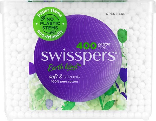 Swisspers Thick & Thin Paper Stems Cotton Tips 400pk