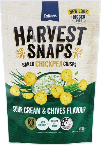 Calbee Harvest Snaps Sour Cream & Chives Flavour Baked Chickpea Crisps 95g