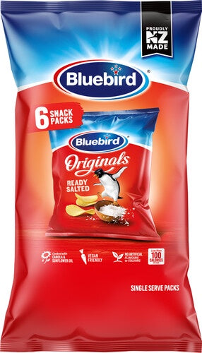 Bluebird Original Ready Salted Potato Chips  6pk 108g
