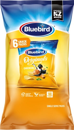 Bluebird Original Chicken Potato Chips  6pk 108g