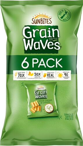 Sunbites Grain Waves Sour Cream & Chives Wholegrain Chips 6pk 108g