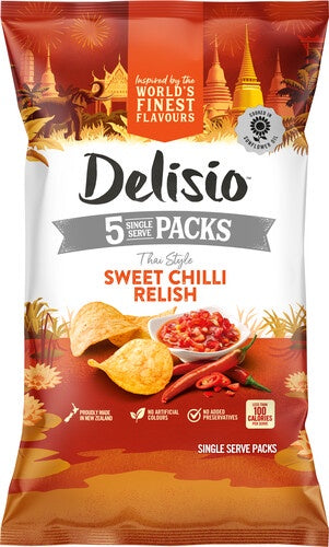 Delisio Sweet Chilli Relish Potato Chips 5pk 90g