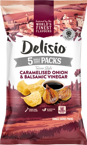 Delisio Caramelised Onion & Balsamic Vinegar Potato Chips 5pk 90g