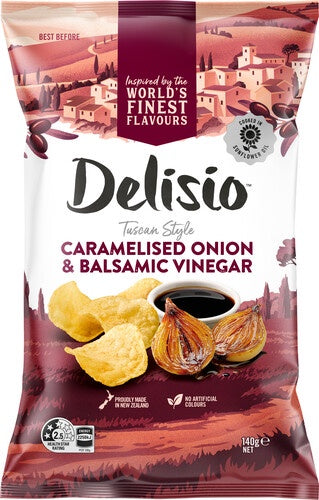 Delisio Caramelised Onion & Balsamic Vinegar Potato Chips 140g