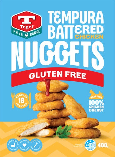 Tegel Frozen Free Range Gluten Free Tempura Battered Chicken Nuggets 400g