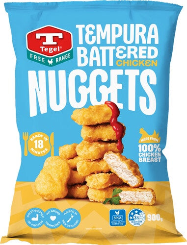 Tegel Frozen Free Range Tempura Battered Chicken Nuggets 900g