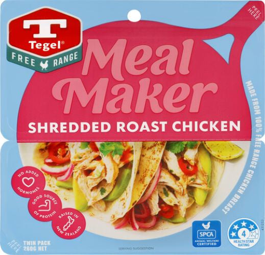 Tegel Free Range Meal Maker Shredded Roast Chicken 260g