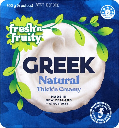 Fresh N Fruity Greek Natural Yoghurts 4pk 500g