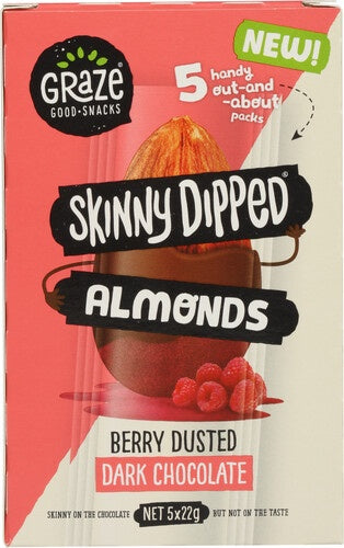 Graze Skinny Dipped Berry Dusted Dark Chocolate Almonds 5pk 110g