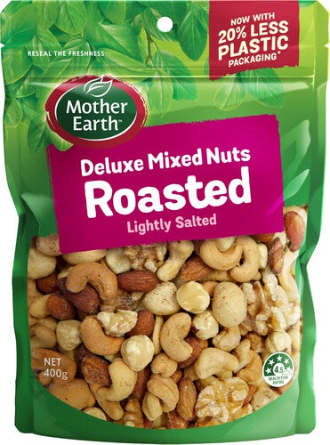 Mother Earth Lightly Salted Roasted Deluxe Mixed Nuts 400g
