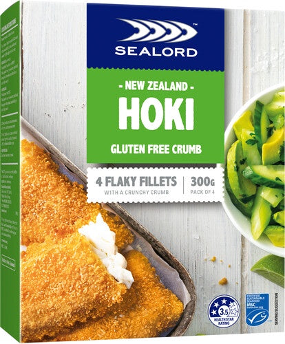 Sealord  Hoki GF Crumb Flaky Fish Fillets 4pk 300g