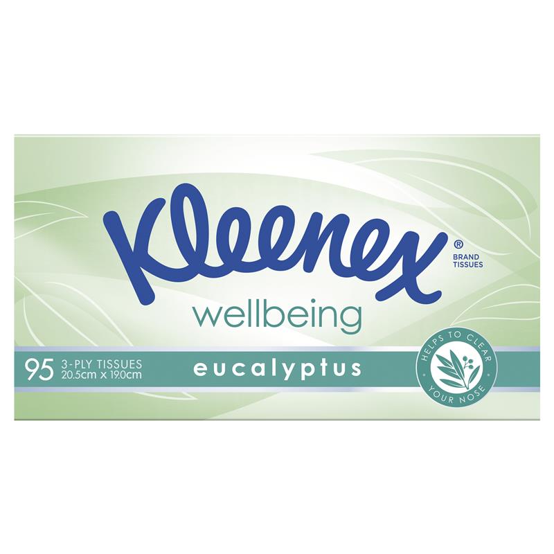 Kleenex Wellbeing Eucalyptus Facial Tissues 3ply 95pk