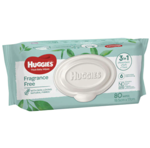 Huggies Fragrance Free Thick Baby Wipes 80pk