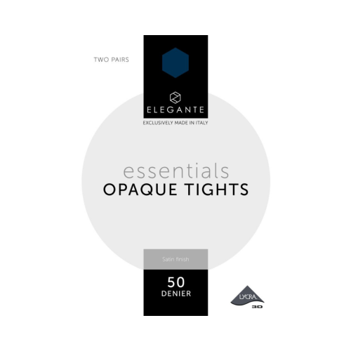 Elegante Luxury Opaque, 50D, 2 Pair Pack, Black, Small