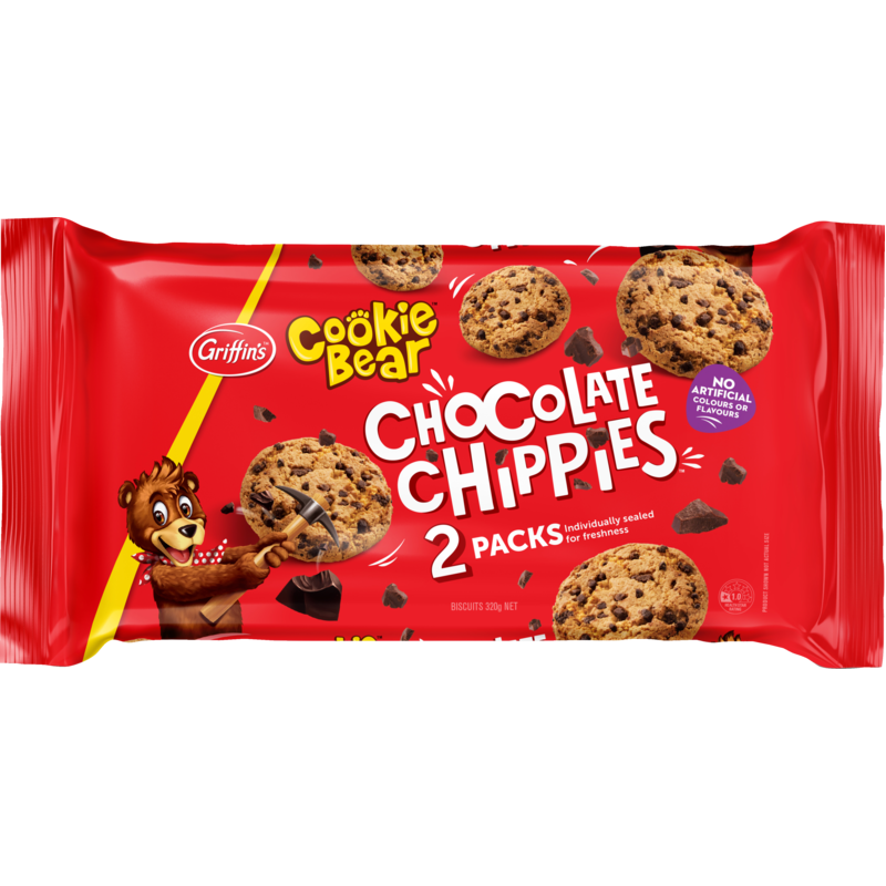 Griffins Cookie Bear Chocolate Chippies Biscuits Twin Pack 320g