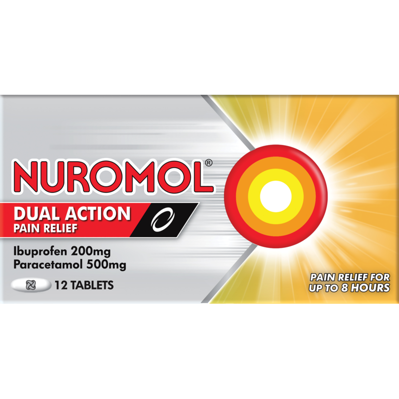 Nuromol Double Action Ibuprofen 220mg & Paracetamol 500mg Pain Relief Tablets 12pk