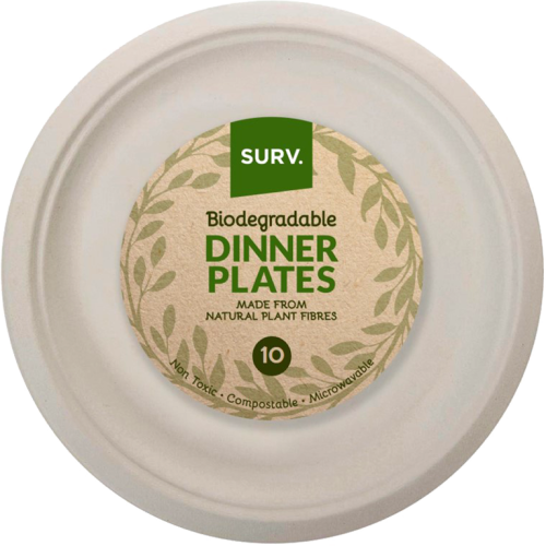 Surv Biodegradable Dinner Plates 26cm 10pk