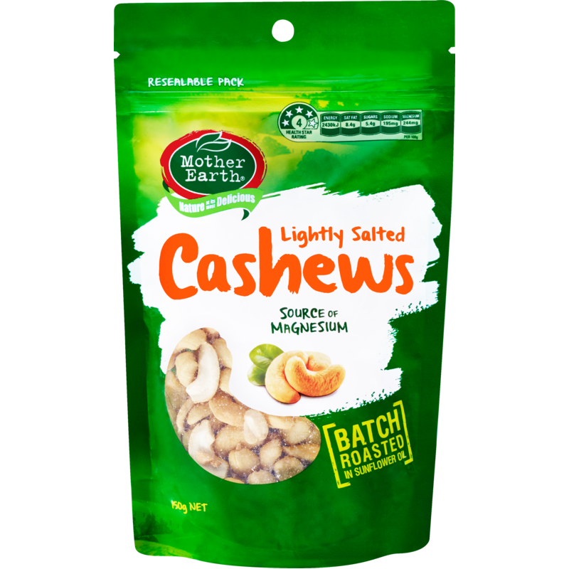 Mother Earth Cashews Lightly Salted 150g