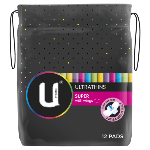 U by Kotex Ultrathins Super Pads With Wings 12pk