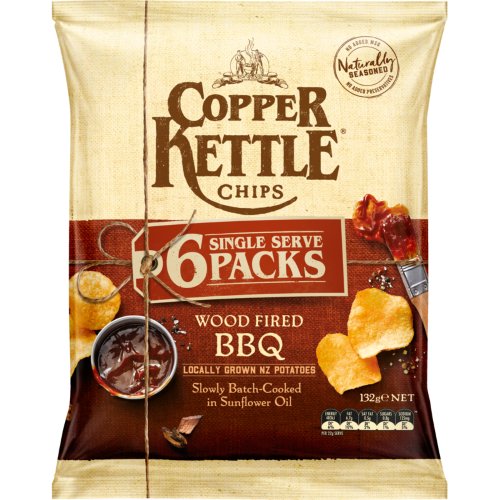Copper Kettle Wood Fired BBQ Potato Chips 5pk 110g