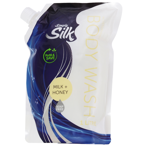 Simply Silk Milk & Honey Body Wash Refill 1L