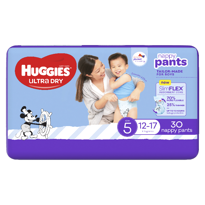 Huggies Ultra Dry Toddler Boy Size 5 Nappy Pants 30pk