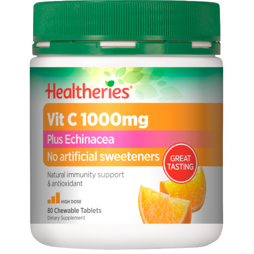 Healtheries Vit C 1000mg Plus Echinacea Chewable Tablets 80pk