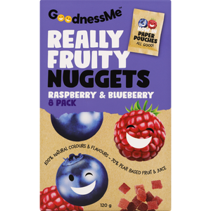 GoodnessMe Raspberry & Blueberry Fruit Nuggets 120g