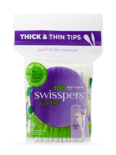 Swisspers Thick & Thin Paper Stems Cotton Tips 100pk