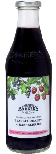 Barkers Premium NZ Blackcurrant & Raspberry Fruit Syrup 710ml