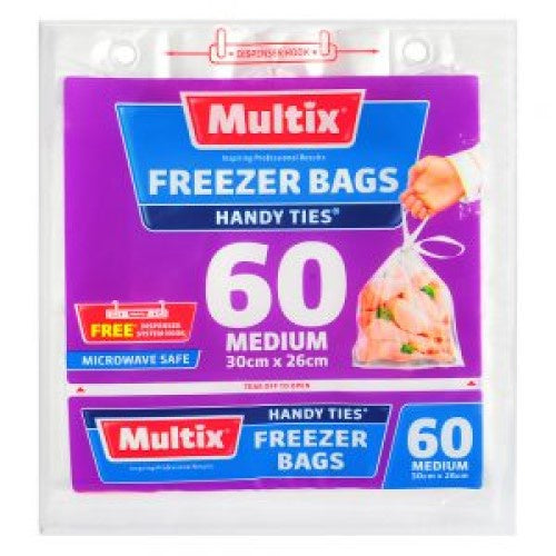 Multix Medium Freezer Bags With Handles 60pk