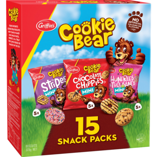 Griffins Cookie Bear Biscuits Snack Packs 15pk 375g