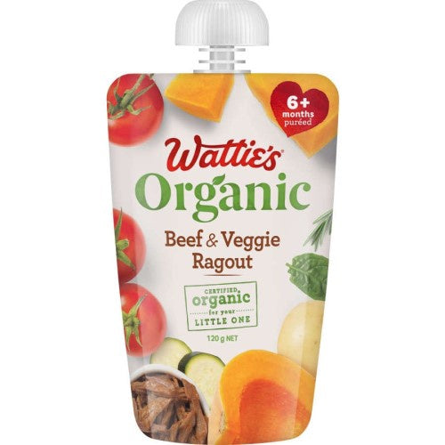Watties Organic Baby Food 6+ Months Beef & Veggie Ragout 120g
