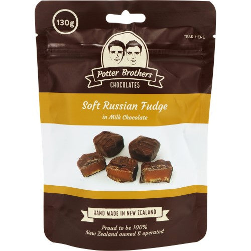 Potter Brothers Chocolates Soft Russian Fudge in Milk Chocolate 130g