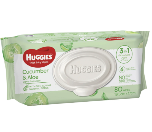 Huggies Cucumber & Aloe Lightly Fragranced Baby Wipes 80pk