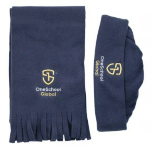 Navy Scarf & Beanie Set One Size Microfleece