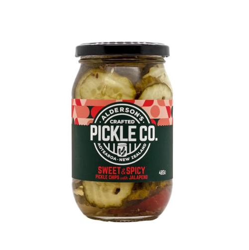 Aldersons Pickle Co Crafted Sweet & Spicy Pickle Chips With Jalapeno 485g