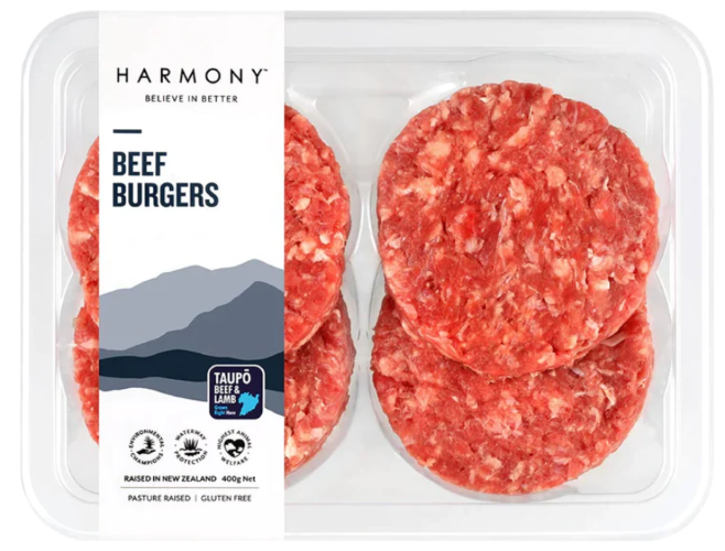 Harmony Taupo Beef Burgers 400g