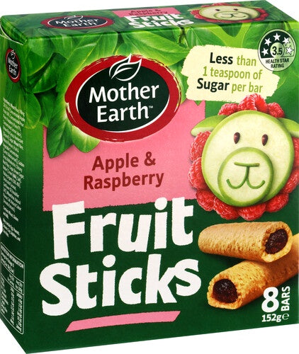 Mother Earth Baked Fruit Sticks Apple & Raspberry 152g