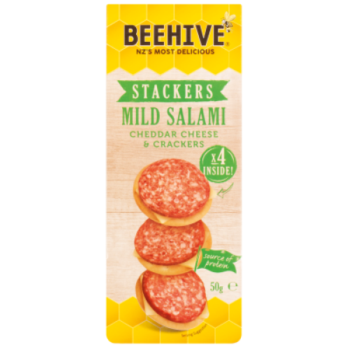 Beehive Stackers Mild Salami Cheddar Cheese & Crackers 50g